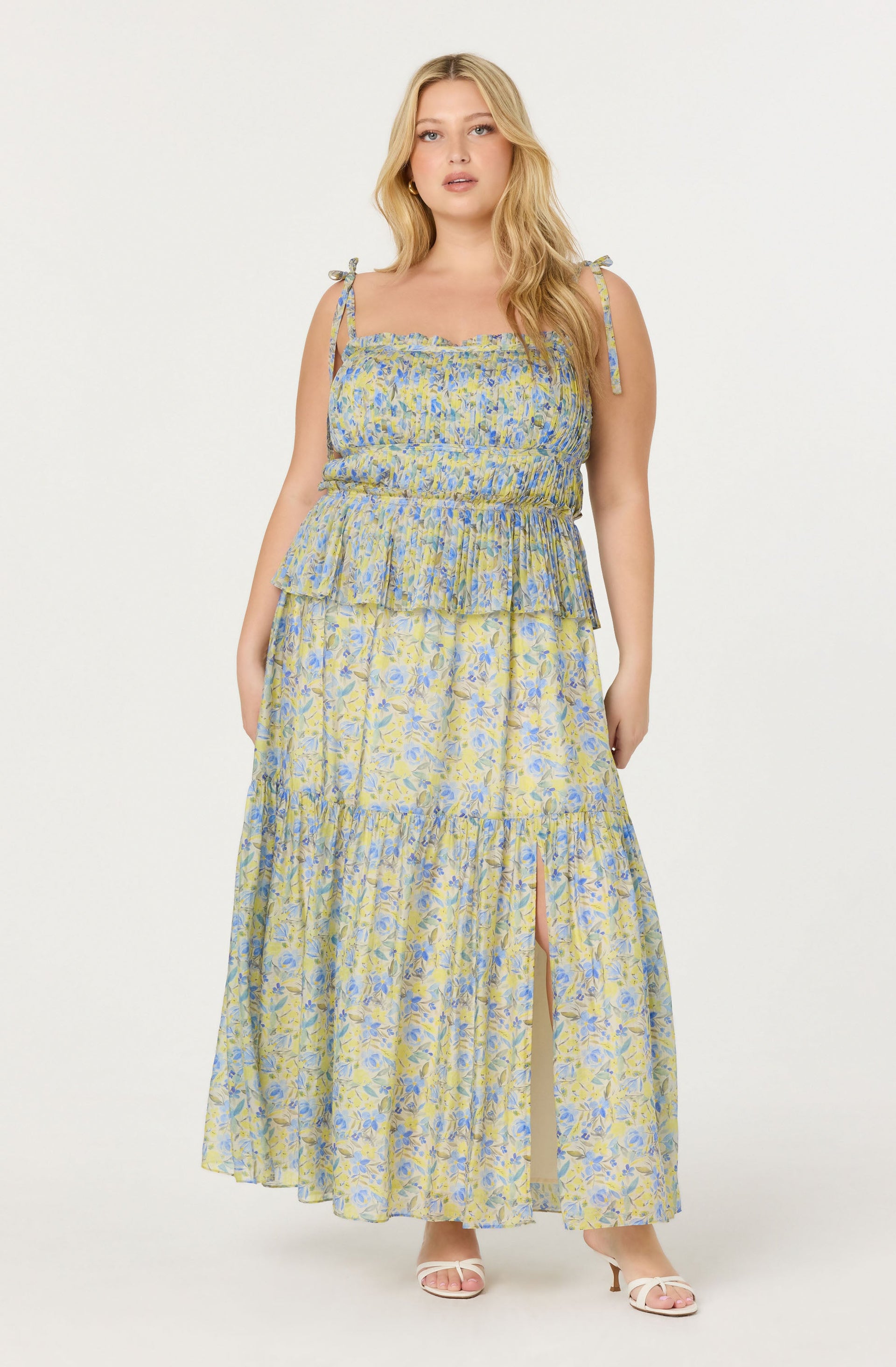 Ethelind Floral Pleated Maxi Dress - ASTR the Label Ethelind Floral Pleated Maxi Dress - ASTR the Label