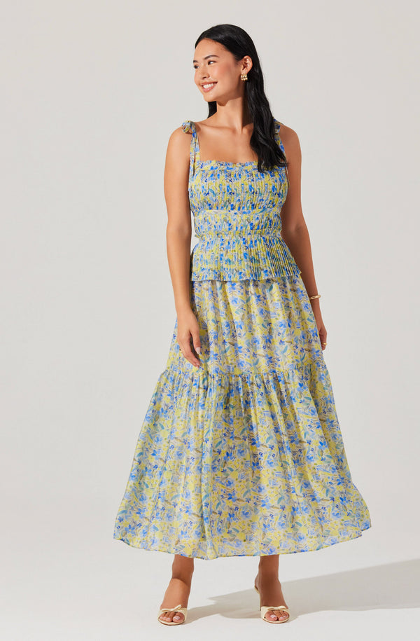 Ethelind Floral Pleated Maxi Dress - ASTR the Label Ethelind Floral Pleated Maxi Dress - ASTR the Label