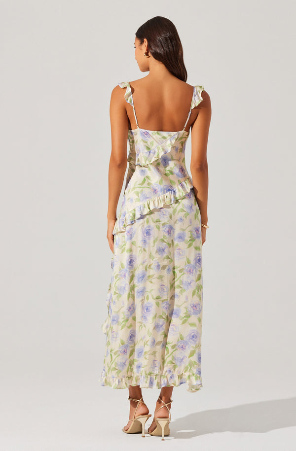 Rosalina Satin Floral Midi Dress - ASTR the Label