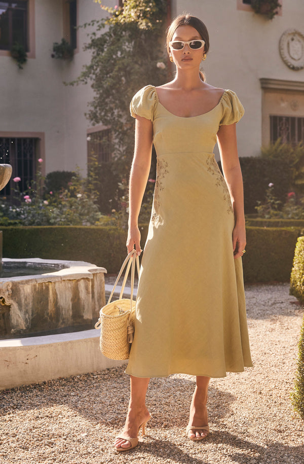 Leocadia Embroidered Puff Sleeve Dress - ASTR the Label