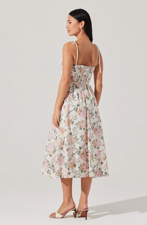 Sariah Pleated Eyelet Midi Dress– ASTR the Label