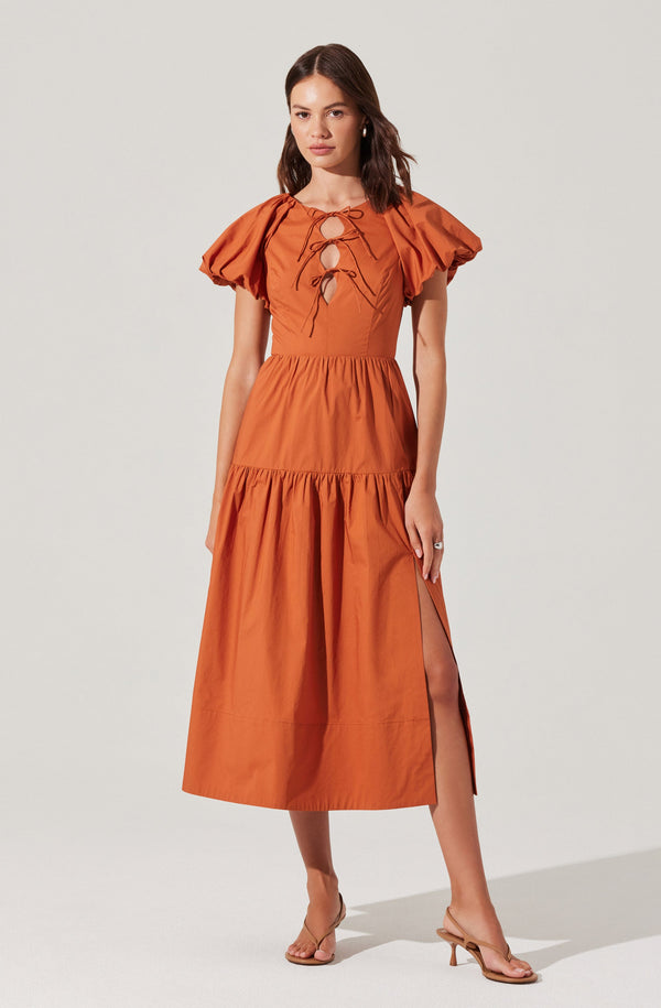 Aine Tie-Front Midi Dress - ASTR the Label Aine Tie-Front Midi Dress - ASTR the Label