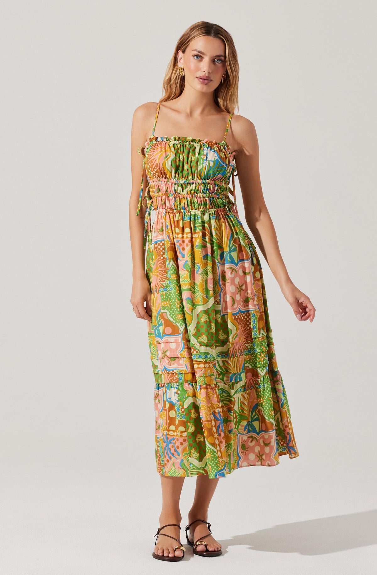 ワンピース rSunflower-Printed Midi Dress Sunflower-Printed Midi Dress（ワンピース）｜Her lip to（ハー