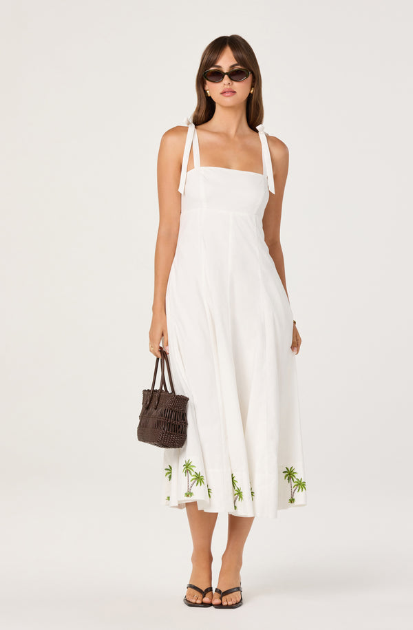 ASTR the Label | Shiann Embroidered Midi Dress in White