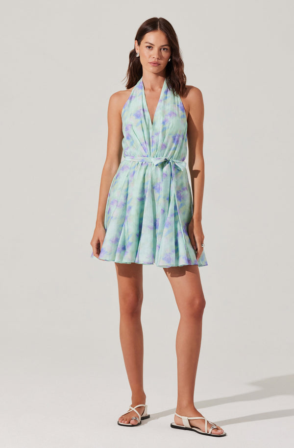 pastel halter neck dress Pastel Pink boohoo Square Halter Neck Skater Dress