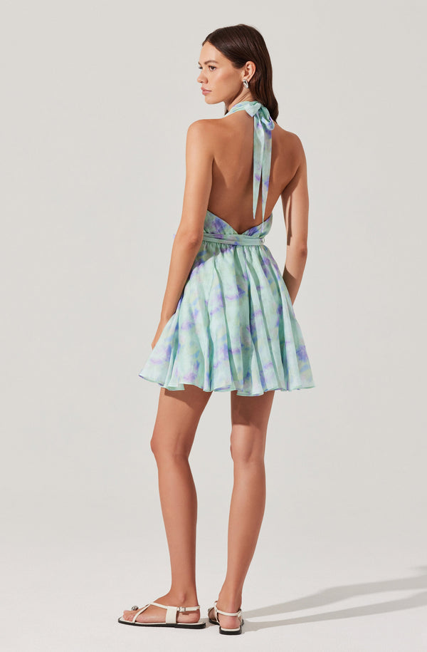 halter neck mini dress pattern Yellow Polka Dot Halter Neck Mini Dress main image 0