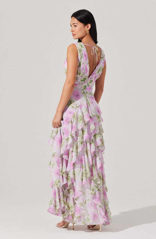 Cytherea Asymmetric Floral Ruffle Midi Dress - ASTR the Label Cytherea Asymmetric Floral Ruffle Midi Dress - ASTR the Label