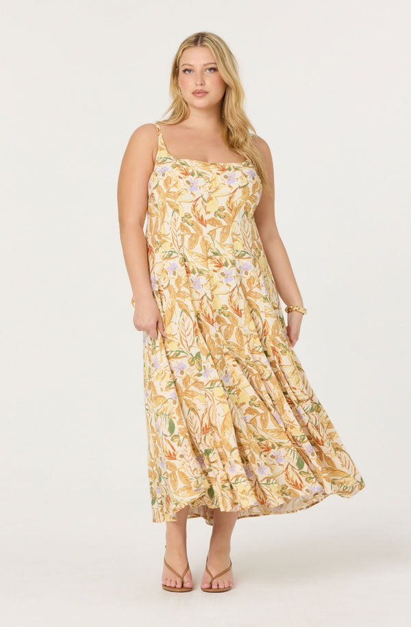 Jaleyah Paneled Flare Floral Midi Dress - ASTR the Label