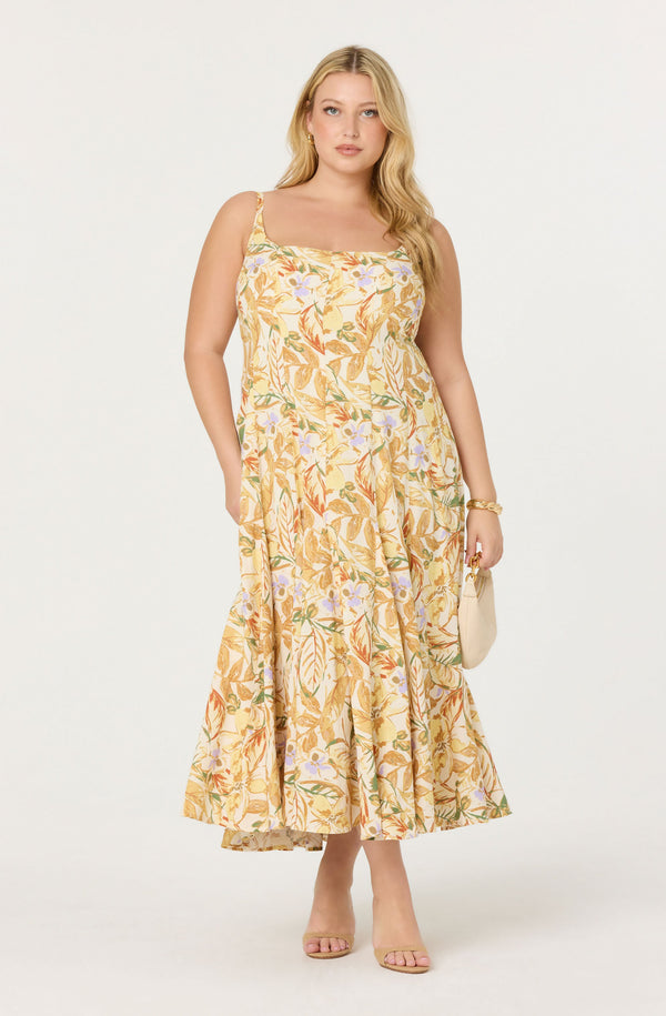 Jaleyah Paneled Flare Floral Midi Dress - ASTR the Label Jaleyah Paneled Flare Floral Midi Dress - ASTR the Label