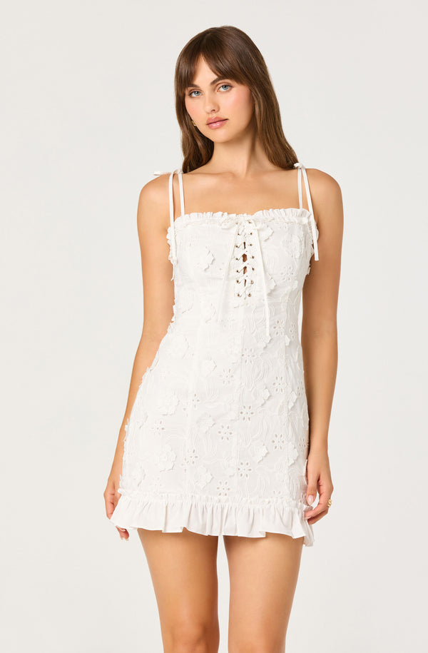 ASTR the Label | Breanna Eyelet Corset Mini Dress in White | Size M ASTR the Label | Breanna Eyelet Corset Mini Dress in White | Size M
