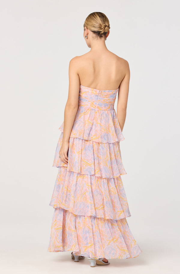 Anisha Strapless Tiered Ruffle Maxi Dress