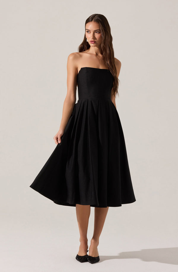 Reiona Strapless Pleated Midi Dress - ASTR the Label Reiona Strapless Pleated Midi Dress - ASTR the Label
