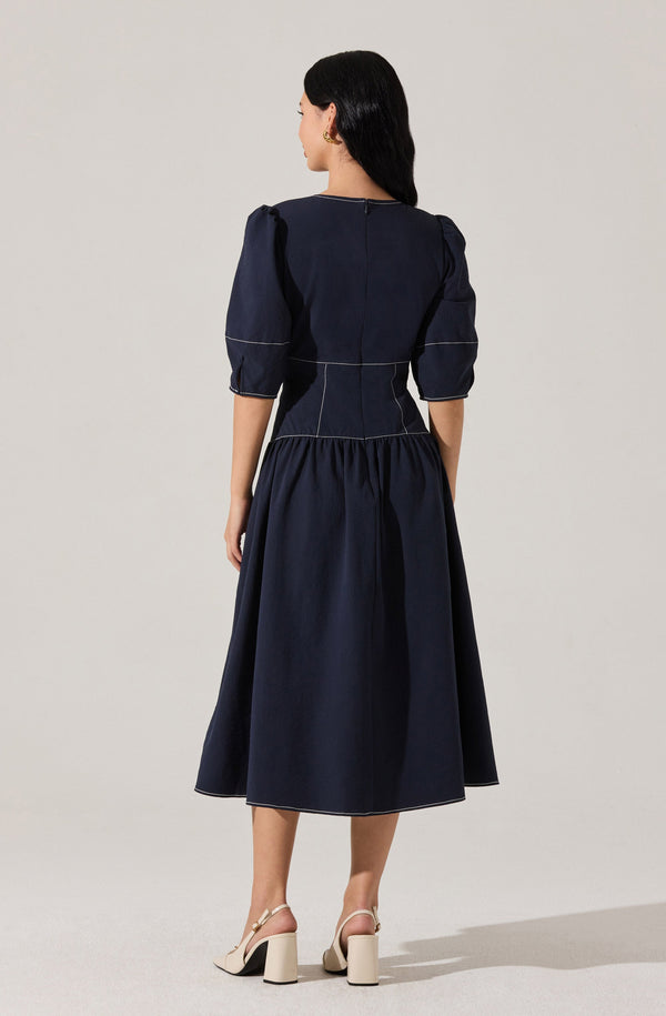 astr the label contrast midi dress Samarra Contrast Stitch Midi Dress