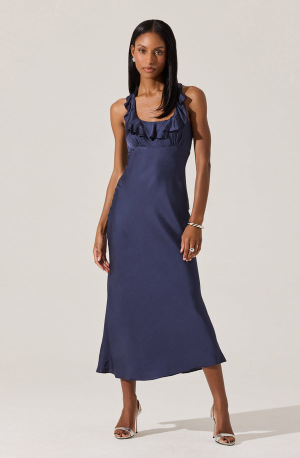 Morrigan Ruffle Trim Halter Dress - ASTR the Label Morrigan Ruffle Trim Halter Dress - ASTR the Label