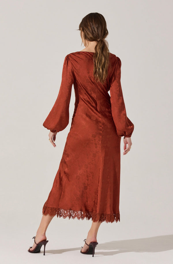 astr the label ruched long sleeve midi dress ASTR the Label | Yasmine Ruched Long Sleeve Maxi Dress in Navy