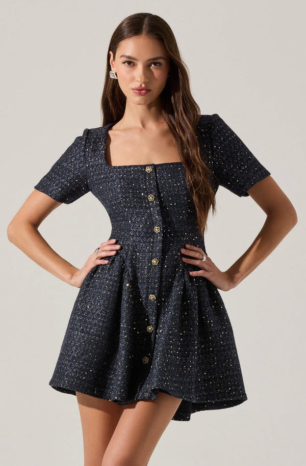 Janel Tweed Mini Skater Dress - ASTR the Label Janel Tweed Mini Skater Dress - ASTR the Label
