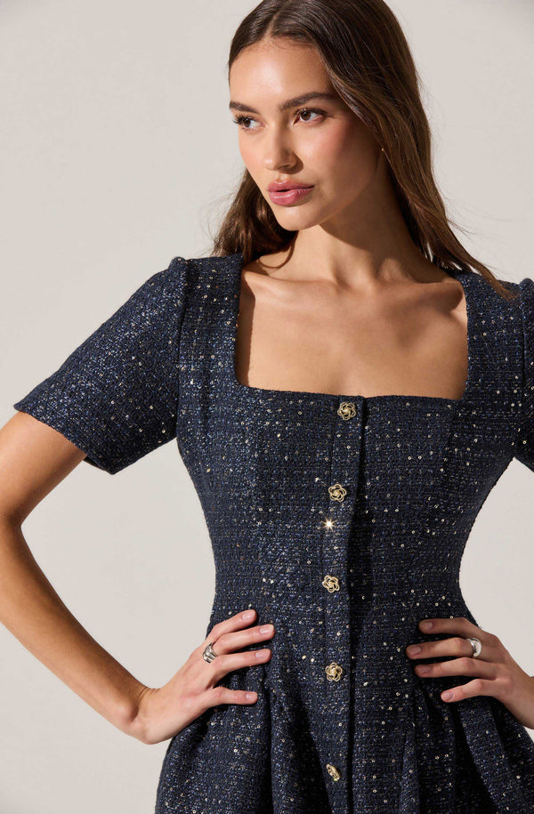 Janel Tweed Mini Skater Dress - ASTR the Label