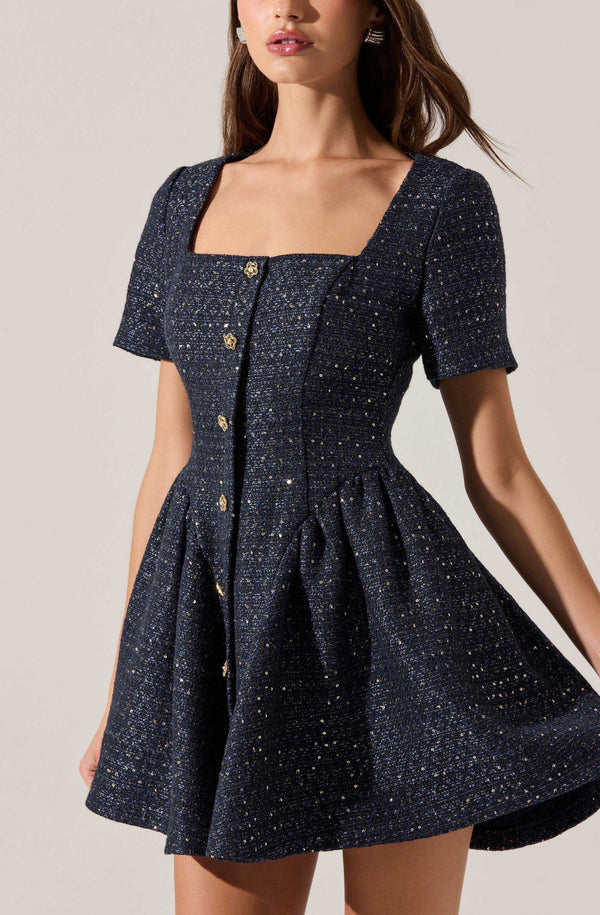 Janel Tweed Mini Skater Dress - ASTR the Label