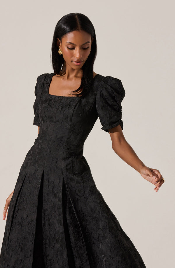 puff sleeve fitted midi dress White Lace Puff Sleeve Fitted Midi Dress