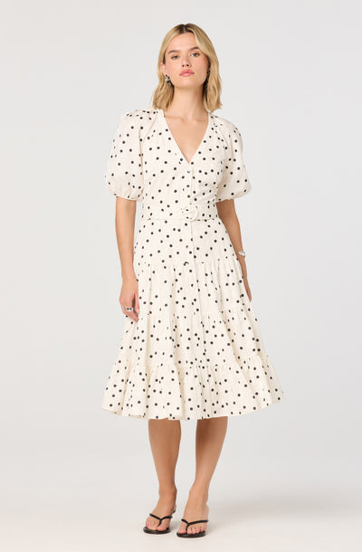 polka dot wrap dress Freesia Black and Salt Print / S Elevate your summer essentials with this chic dress from Yours Clothing. VRG GRL Women's' 'Salma Wrap
