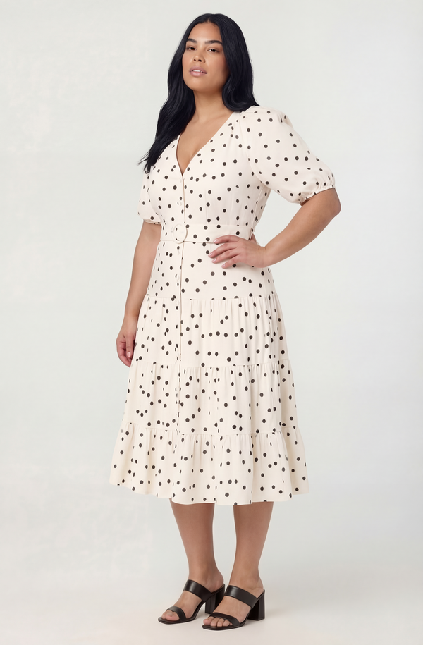 Minnie Polka Dot Tiered Midi Dress - ASTR the Label