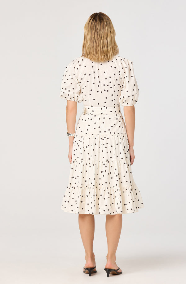 Minnie Polka Dot Tiered Midi Dress - ASTR the Label