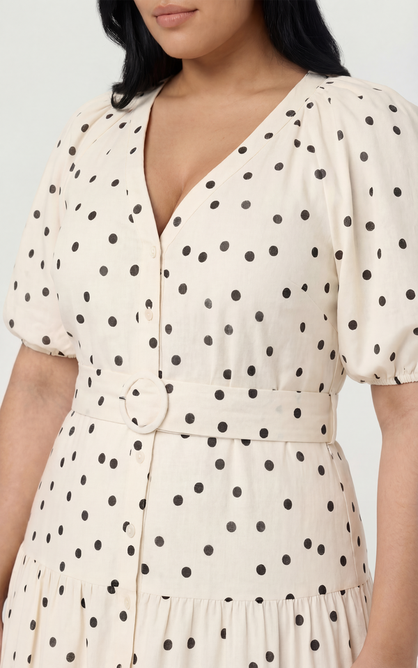 knee length dresses for ladies Minnie Polka Dot Tiered Midi Dress