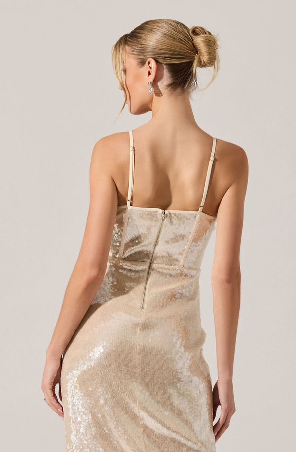 ASTR the Label | Liese Sequin Bustier Midi Dress in Cream