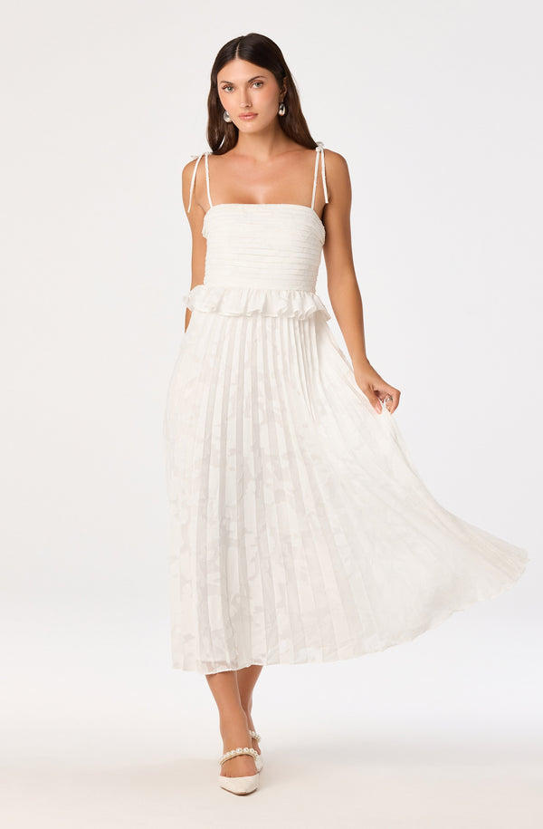 ASTR the Label | Emerys Pleated Midi Dress in White | Size XS ASTR the Label | Emerys Pleated Midi Dress in White | Size XS
