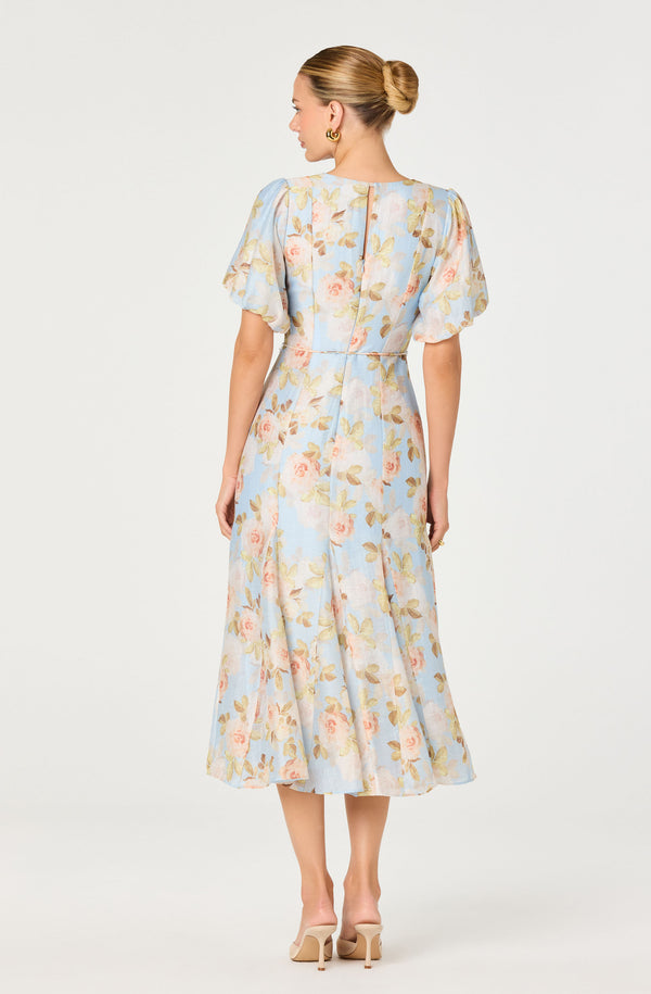 Lavena Floral Balloon Sleeve Midi Dress - ASTR the Label