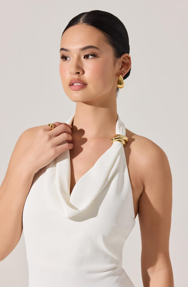 sachin and babi light blue dress Alanna Halter Cowl Neck Midi Dress