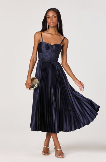 Ascella Sweetheart Pleated Midi Dress