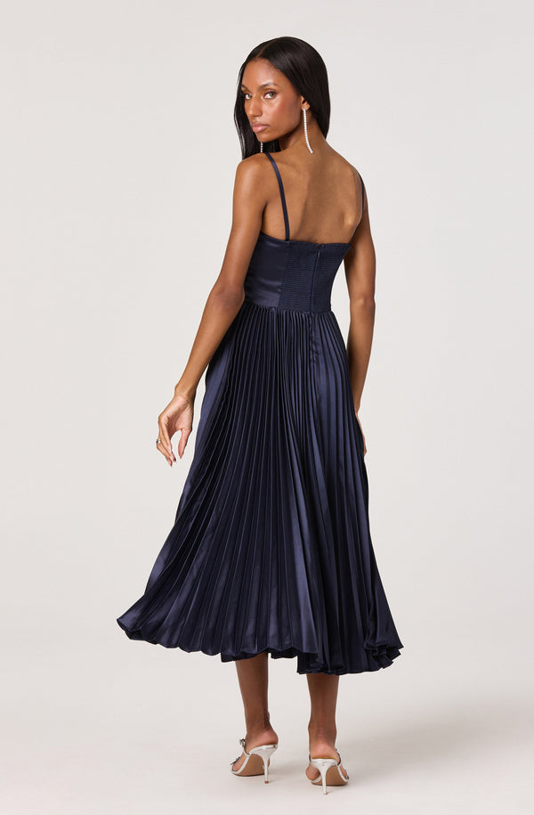 Ascella Sweetheart Pleated Midi Dress - ASTR the Label Ascella Sweetheart Pleated Midi Dress - ASTR the Label