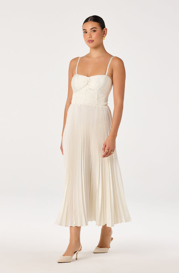 white christmas dresses Hillary Sleeveless Pleated Floral Print Maxi Dress Cream – Miss Match Group  Inc main image 0