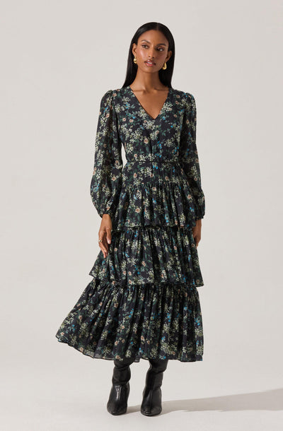 Franchesca Tiered Ruffle Floral Maxi Dress