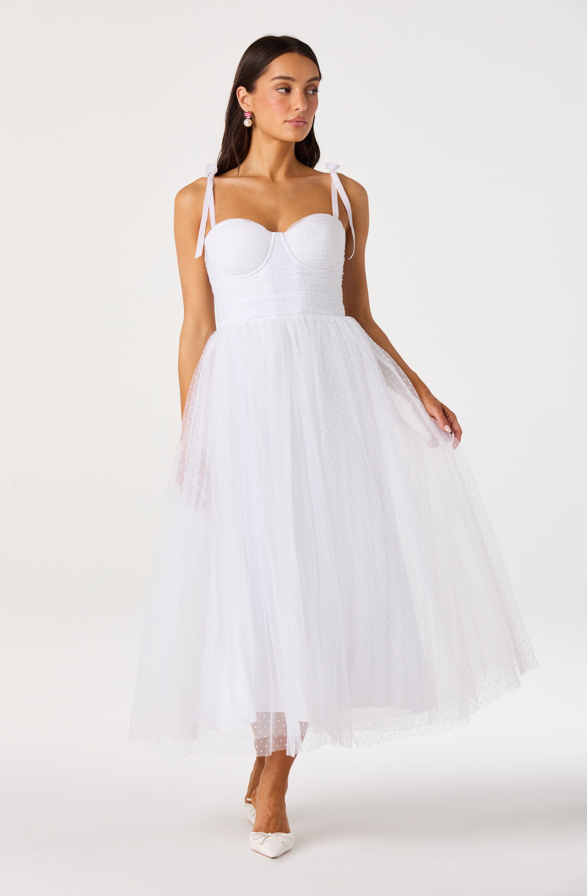 Karyme Polka Dot Tulle Midi Dress - ASTR the Label