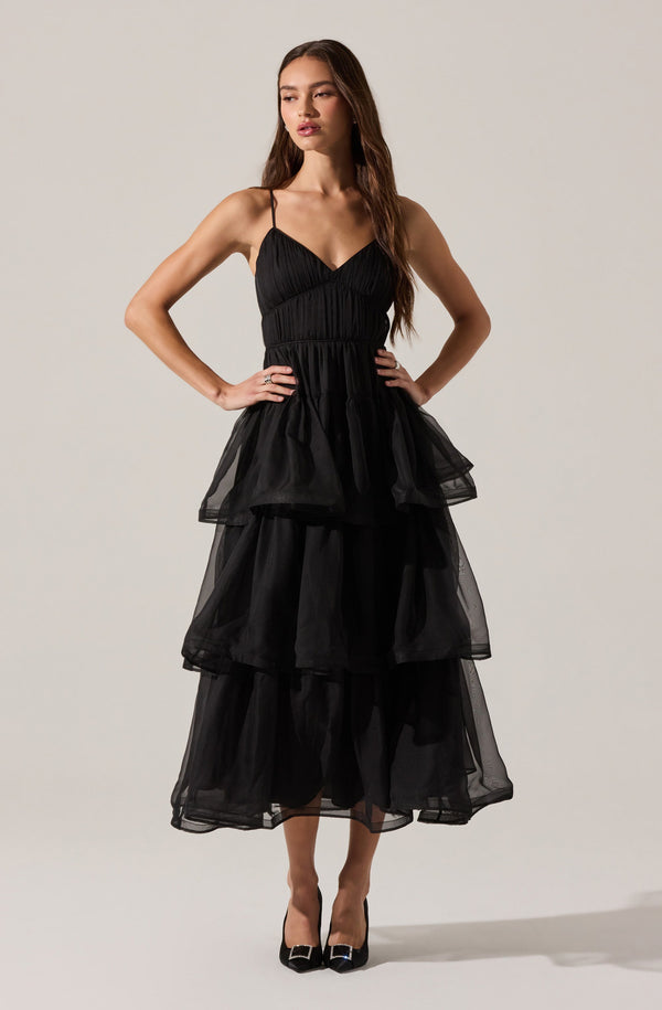 Theiria Pleated Tiered Midi Dress - ASTR the Label Theiria Pleated Tiered Midi Dress - ASTR the Label