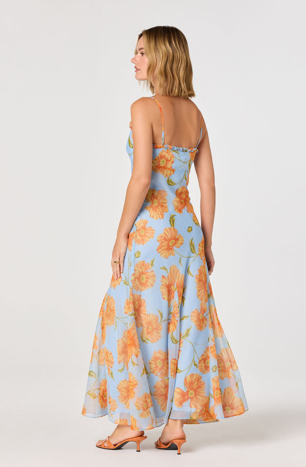 Women's ASTR the Label Maeryn Maxi Dress Large Orange Floral Women's ASTR the Label Maeryn Maxi Dress Large Orange Floral