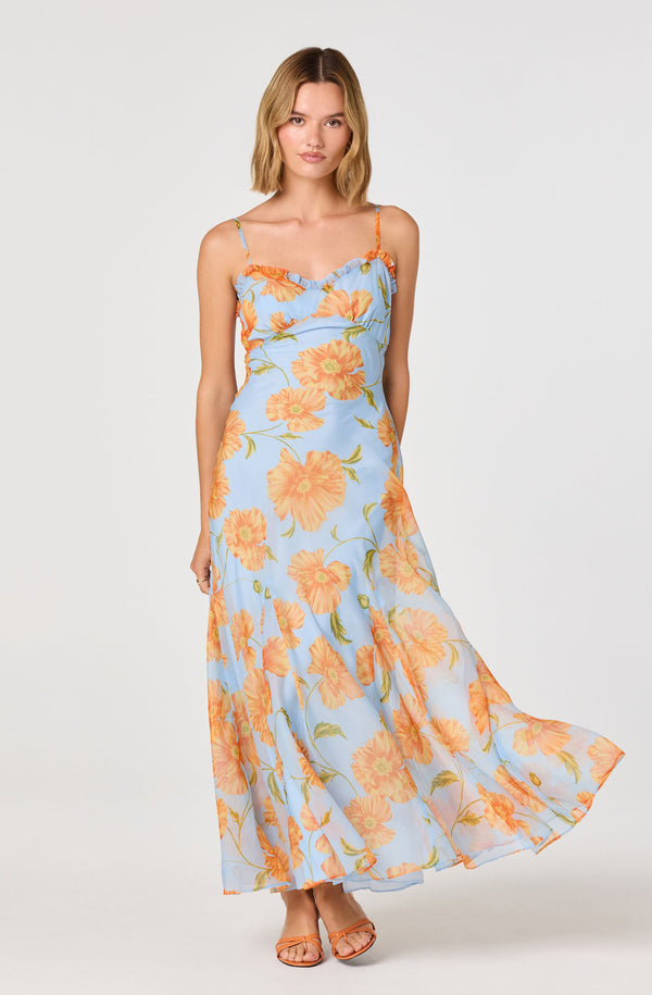 Maeryn Plaid Ruffle Trim Maxi Dress - ASTR the Label Maeryn Plaid Ruffle Trim Maxi Dress - ASTR the Label