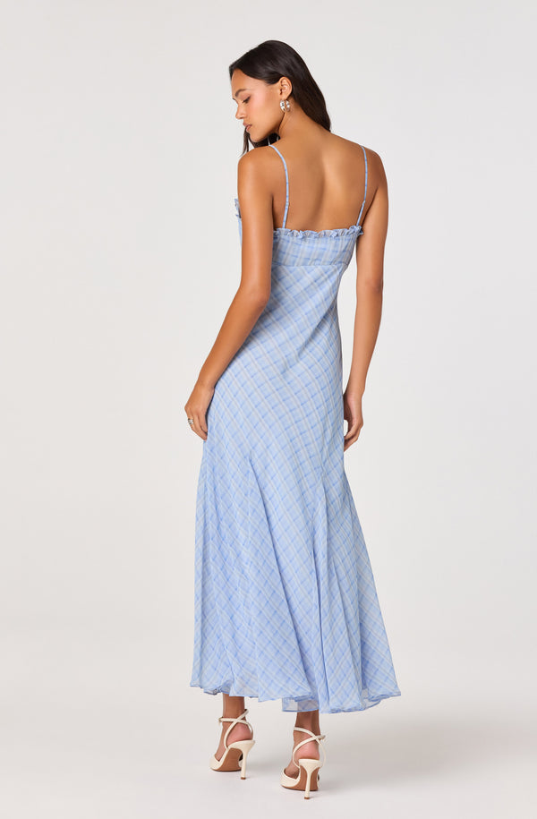 princess polly baby blue dress Tucker S p Strapless Plaid Silk Cocktail Party Dress yellow Blue  Anthropologie ! main image 1