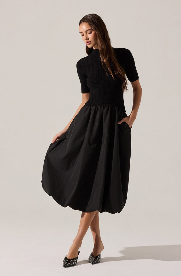 flora natural contrast knit midi dress Edith Contrast Midi Dress in Natural