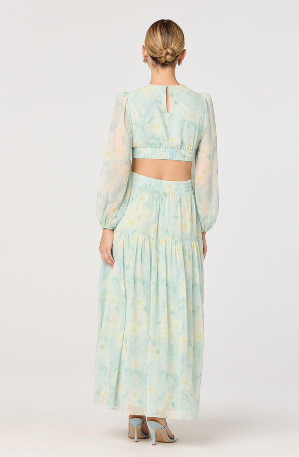 Klarissa Floral Cutout Balloon Sleeve Maxi Dress - ASTR the Label Klarissa Floral Cutout Balloon Sleeve Maxi Dress - ASTR the Label