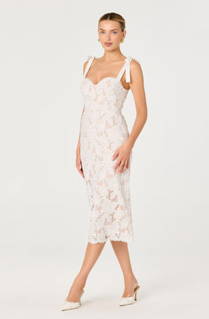 Donne Floral Lace Corset Midi Dress - ASTR the Label