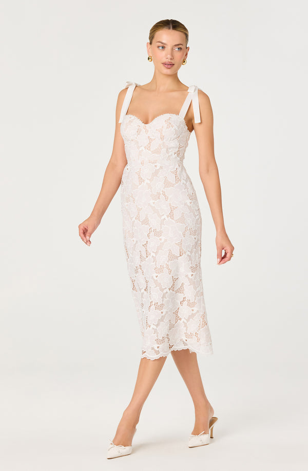 ASTR the Label | Donne Floral Lace Corset Midi Dress in White | Size M ASTR the Label | Donne Floral Lace Corset Midi Dress in White | Size M
