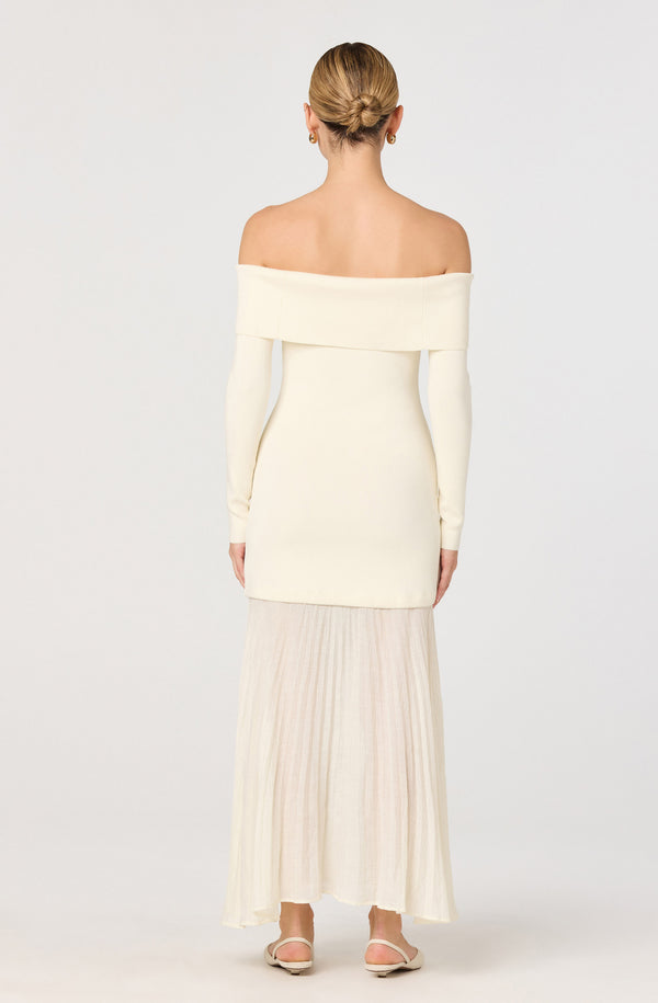 Lidia Off-Shoulder Pleated Midi Dress - ASTR the Label Lidia Off-Shoulder Pleated Midi Dress - ASTR the Label