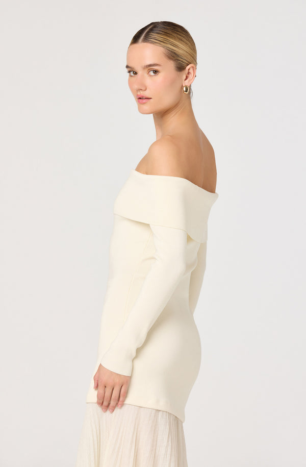 Lidia Off-Shoulder Pleated Midi Dress - ASTR the Label
