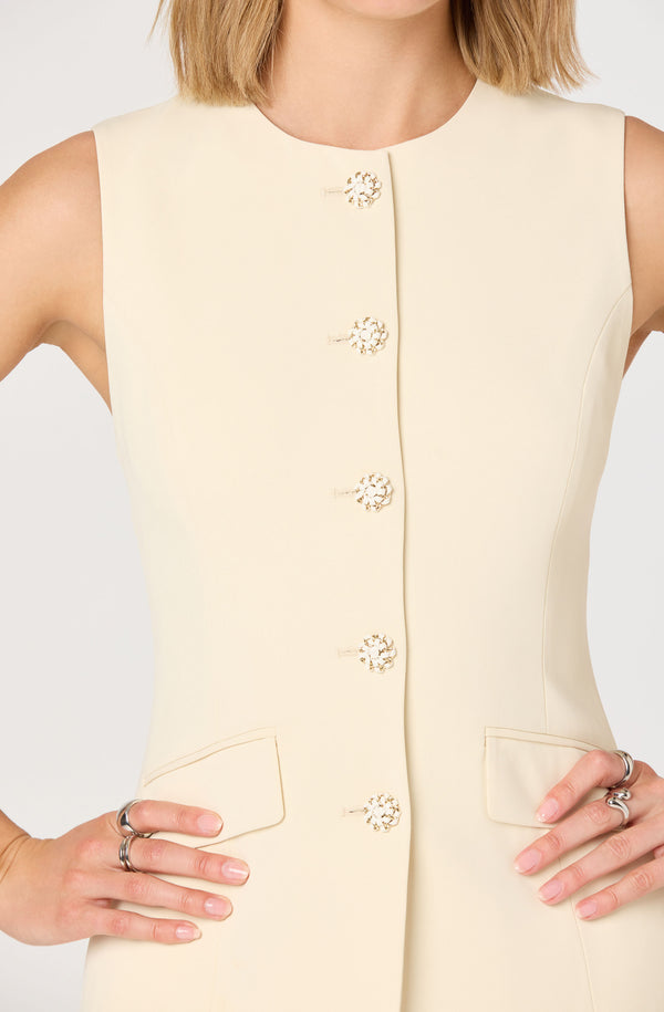 ASTR the Label | Christen Button-Front Vest Mini Dress in Black