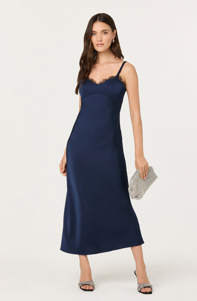 Nevaeh Satin Lace Trim Midi Dress - ASTR the Label Nevaeh Satin Lace Trim Midi Dress - ASTR the Label