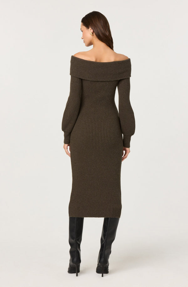 Tilde Off Shoulder Midi Sweater Dress - ASTR the Label