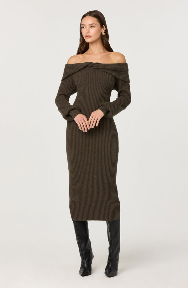 ASTR the Label Tilde Sweater Dress in Brown - Size L ASTR the Label Tilde Sweater Dress in Brown - Size L